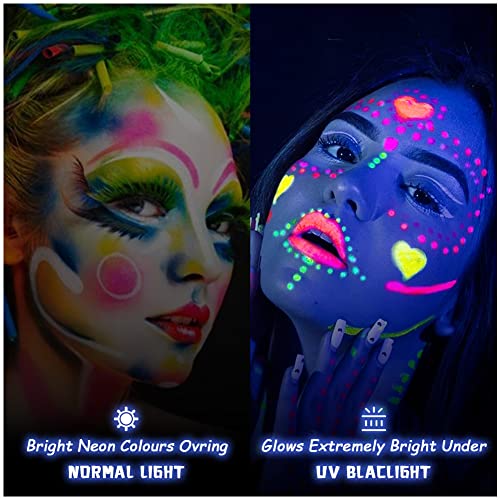 Vibrant UV Neon Face Paint Set for Artistic Party Fun