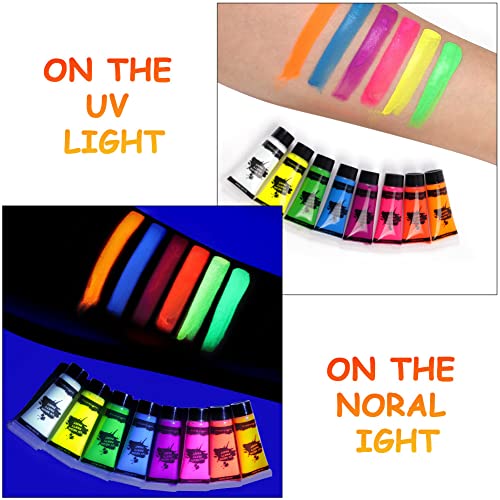 Vibrant UV Neon Face Paint Set for Artistic Party Fun