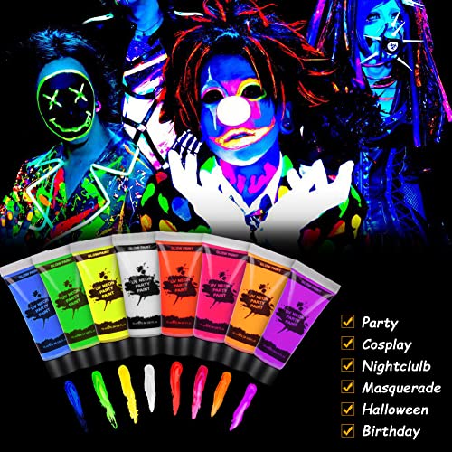 Vibrant UV Neon Face Paint Set for Artistic Party Fun