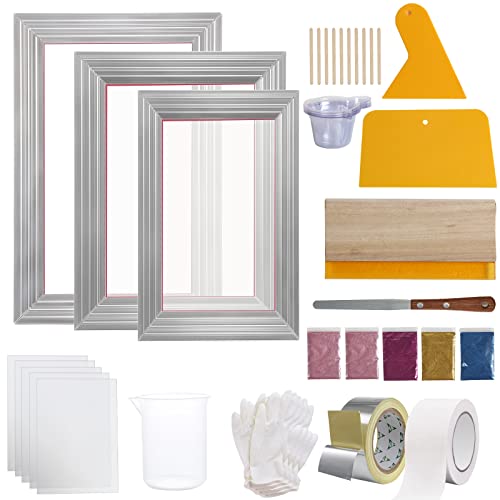 Screen Printing Kit with Frames, Glitters & Squeegees