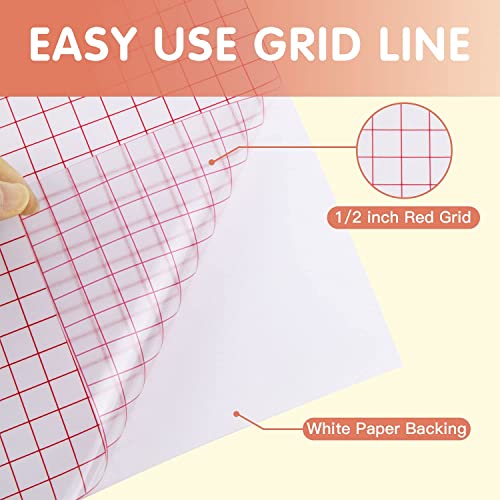 Vinyl Transfer Tape - 12" x 10 FT - Red Alignment Grid