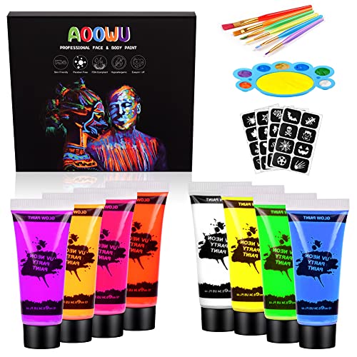 Vibrant UV Neon Face Paint Set for Artistic Party Fun