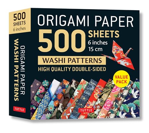 500 Japanese Washi Origami Sheets: Double-Sided with 12 Designs