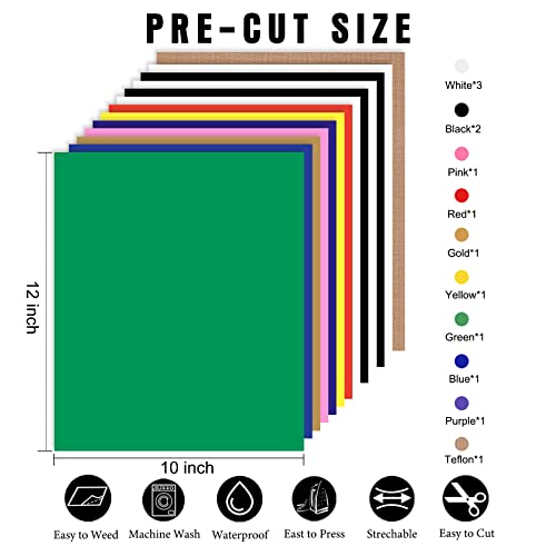 XSEINO HTV Heat Transfer Vinyl - 9 Assorted Colors