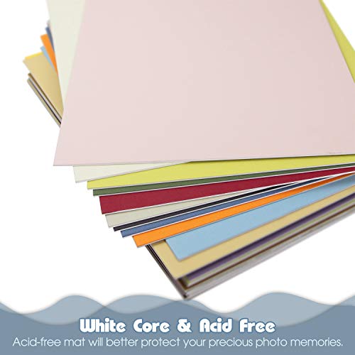 25 Multicolor Uncut Mat Boards, 11x14 - Acid-Free, White-Core