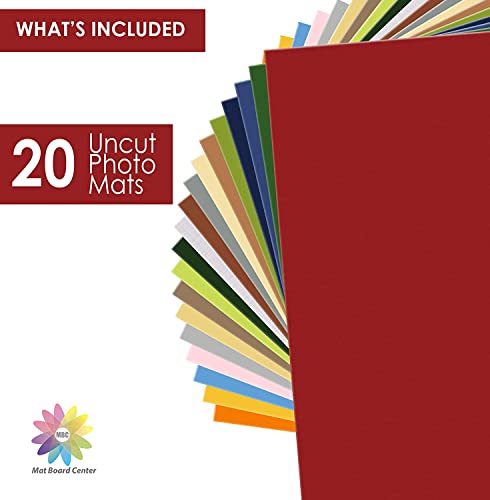 Mat Board Center, 16x20 Uncut Mat Boards - Full Sheet - Assorted Colors, 20-Pack