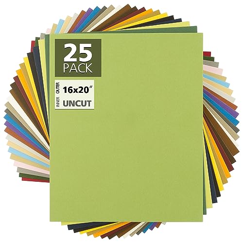 16x20 Uncut Photo Mat Boards - Mixed Color, 25-Pack