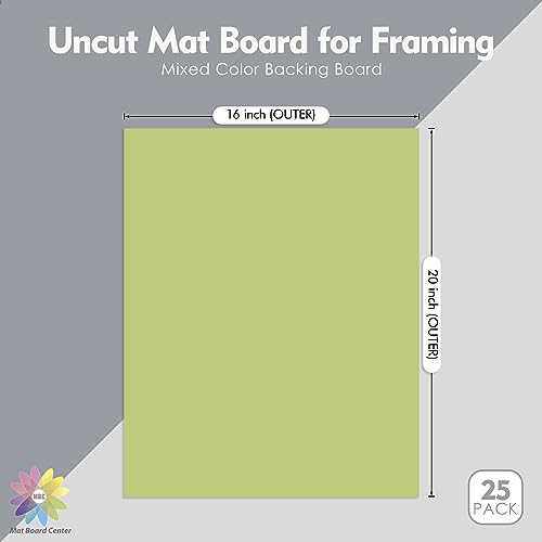 16x20 Uncut Photo Mat Boards - Mixed Color, 25-Pack