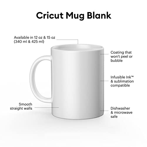 Cricut Ceramic-Coated Blank Mug for Decorating, 12 Oz, 6 Count