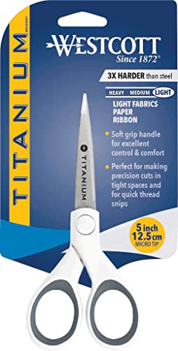 Westcott Titanium Micro-Tip Crafting Scissors, White/Gray