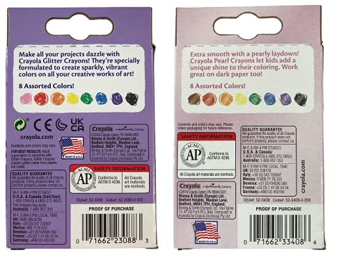 Glitter and Pearl Crayons, 8 count