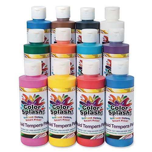 Colorful Liquid Tempera Paint Set: 12 Bottles, 11 Colors
