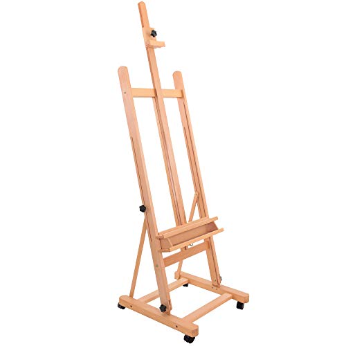 Adjustable Beechwood Easel with Artist Tray & Wheels