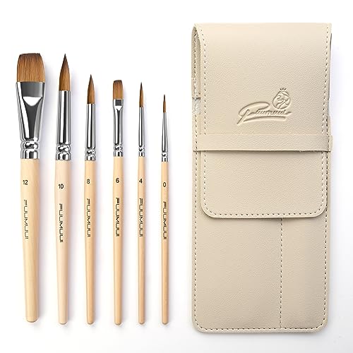 Professional Sable Watercolor Brushes for Artists - 6pcs
