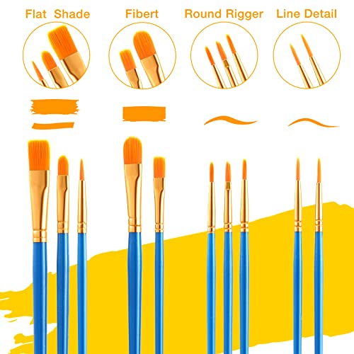 Paint Brush Palette Set, 18 Packs of 180 Pcs Brushes and 18 Pcs Round Paint Tray Palettes Paint Pallets for Adults Art Paintbrush Sets for Kids Nylon Hair Paint Brushes Acrylic Oil Watercolor Painting