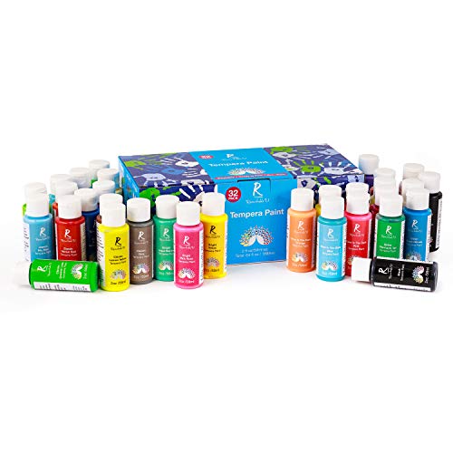 32 Pack Washable Tempera Paints - Non-Toxic Colors