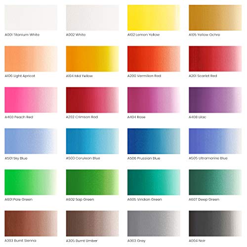 ARTIZA Gouache Paint, 24 Colors, 12ml Tubes