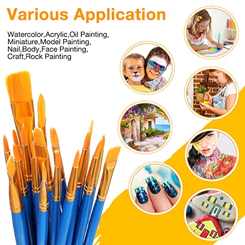 Paint Brush Palette Set, 18 Packs of 180 Pcs Brushes and 18 Pcs Round Paint Tray Palettes Paint Pallets for Adults Art Paintbrush Sets for Kids Nylon Hair Paint Brushes Acrylic Oil Watercolor Painting