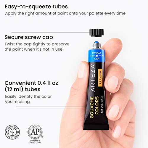 ARTIZA Gouache Paint, 24 Colors, 12ml Tubes