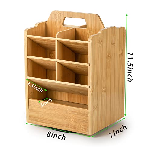 Bamboo Pen Organizer: 360°Rotating Art Supply Caddy