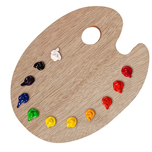 XL Wooden Oval Artist Painting Palette - Mix Acrylic, Oil, Watercolor