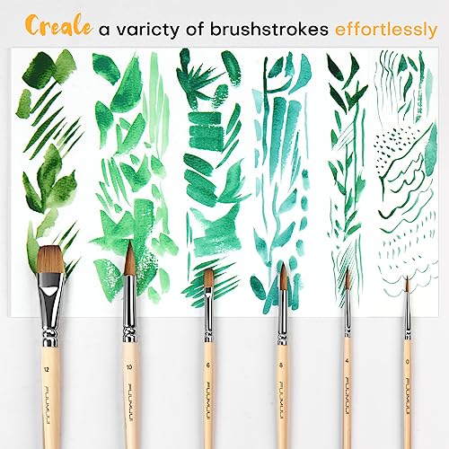 Professional Sable Watercolor Brushes for Artists - 6pcs