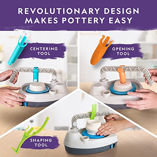 Kids Pottery Wheel Kit - Sculpting Tools, Clay, Apron