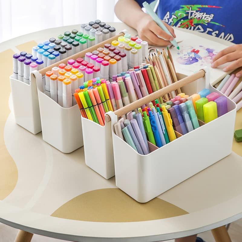 Large Plastic Art Supplies Caddy Organizer with Handle
