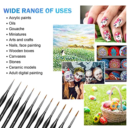 11-Piece Ergonomic Grip Miniature Paint Brush Set