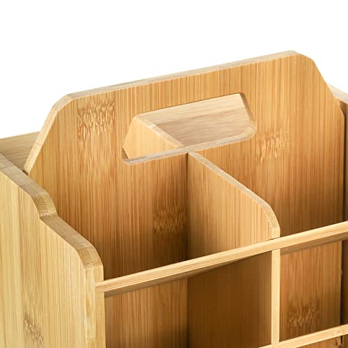 Bamboo Pen Organizer: 360°Rotating Art Supply Caddy