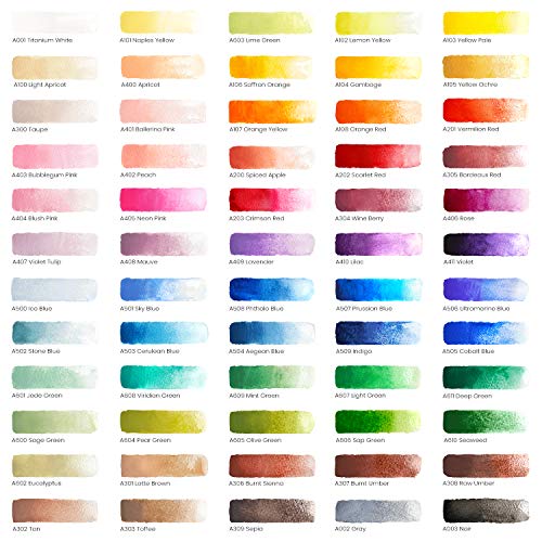 ARTEZA Watercolor Paint Set, 60 Colors - Non Toxic