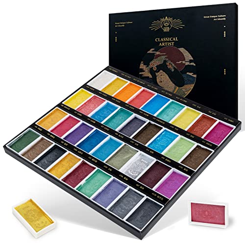 36 Classical Pearlescent Colors Watercolor Paint Set by Paul Rubens
