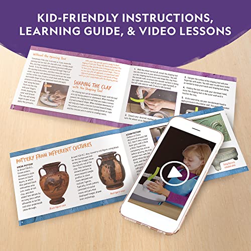 Kids Pottery Wheel Kit - Sculpting Tools, Clay, Apron