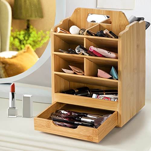 Bamboo Pen Organizer: 360°Rotating Art Supply Caddy