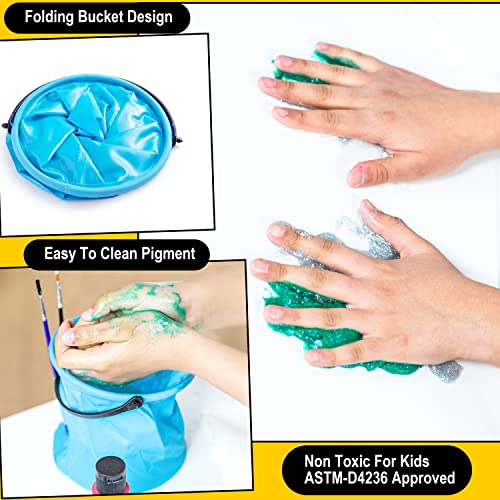 12PCS Washable Kids Tempera Paint Set with Brushes