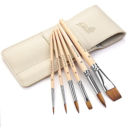 Professional Sable Watercolor Brushes for Artists - 6pcs