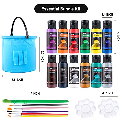12PCS Washable Kids Tempera Paint Set with Brushes