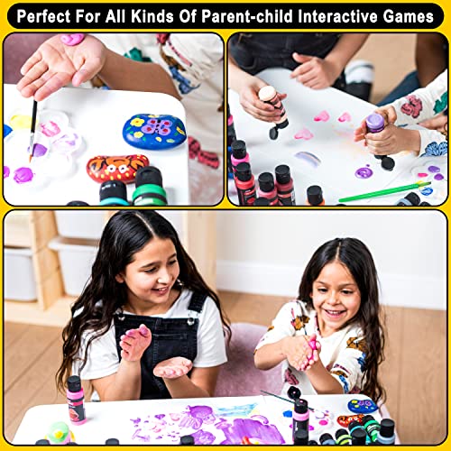 12PCS Washable Kids Tempera Paint Set with Brushes