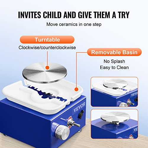 Mini Pottery Wheel with Adjustable Speed and Accessories