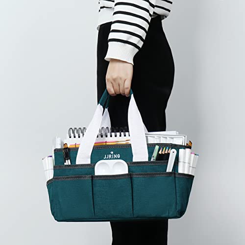 JJRING Craft Organizer Tote Bag: Bluish Green Art Storage