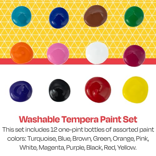 Washable Tempera Paint Set - Kindergarten to 12, Assorted