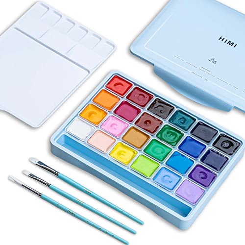 HIMI Gouache Paint Set with Brushes - 24 Colors