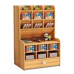 Wooden DIY Pen Holder Organizer with Drawer