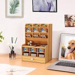 Wooden DIY Pen Holder Organizer with Drawer