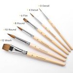 Professional Sable Watercolor Brushes for Artists - 6pcs