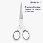 Westcott Titanium Micro-Tip Crafting Scissors, White/Gray