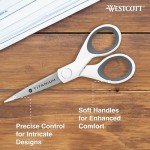 Westcott Titanium Micro-Tip Crafting Scissors, White/Gray