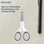 Westcott Titanium Micro-Tip Crafting Scissors, White/Gray