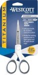 Westcott Titanium Micro-Tip Crafting Scissors, White/Gray