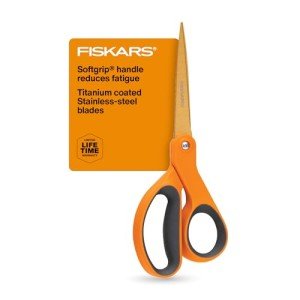 Fiskars SoftGrip Titanium Scissors - 8" Artistic Orange
